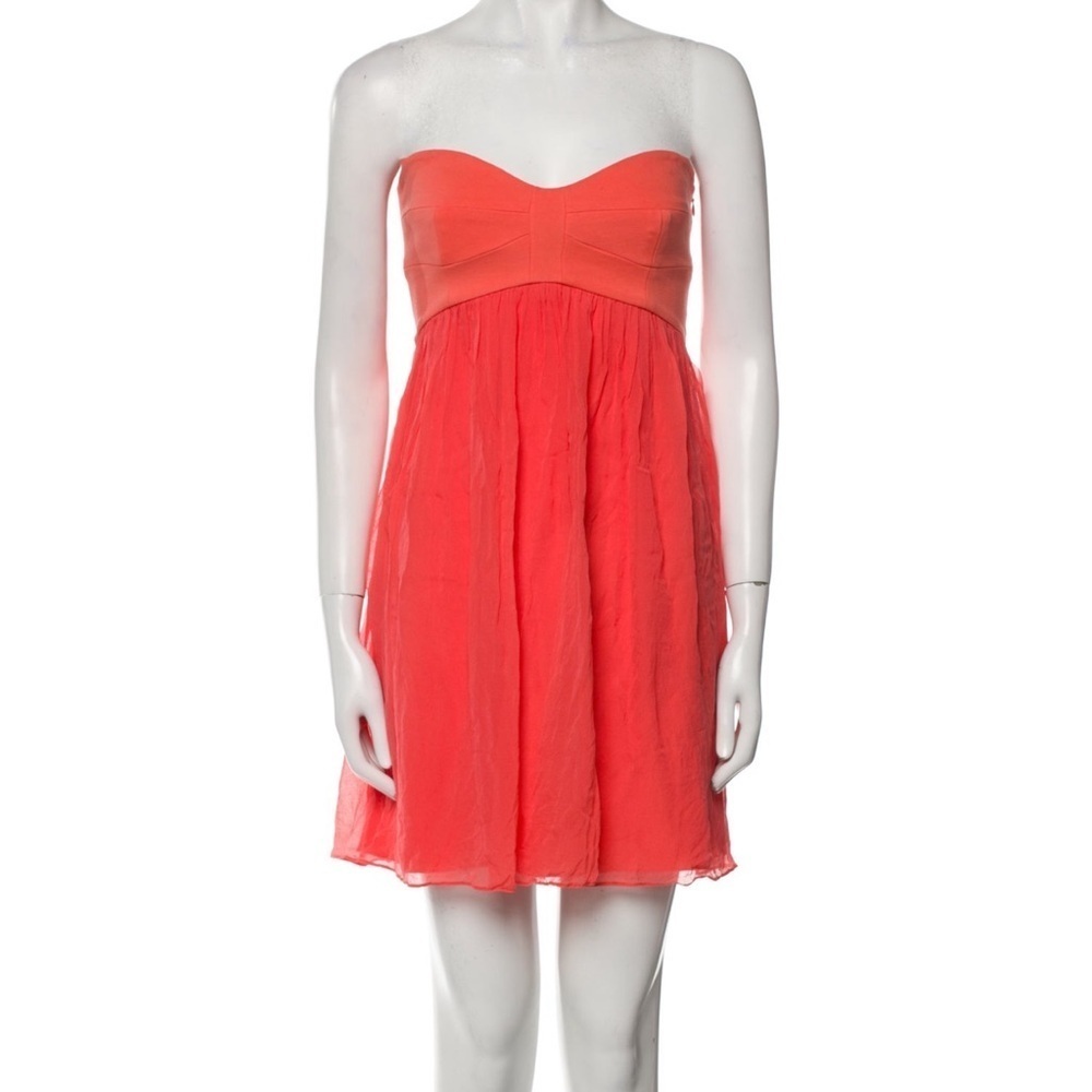 DIANE VON FURSTENBERG ORANGE STRAPLESS MINI DRESS